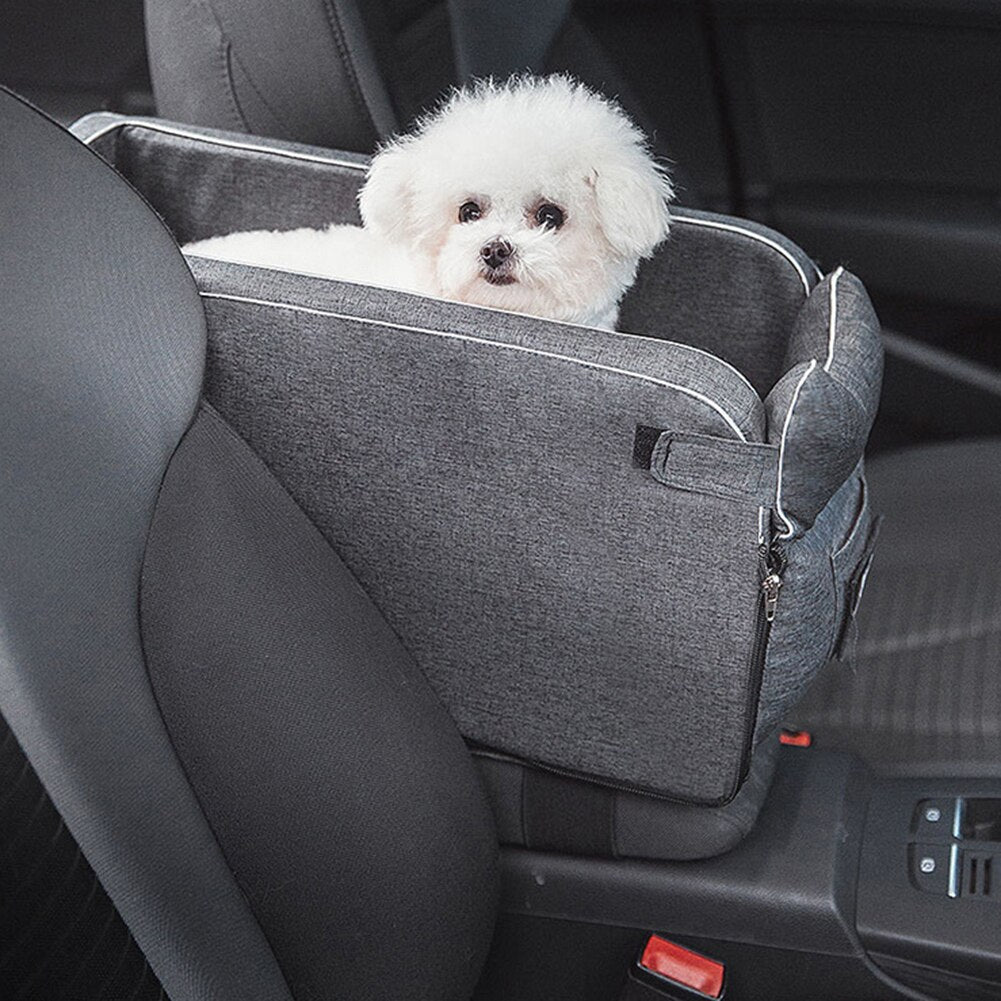 Car Center Armrest Console Booster Seat and Bag for Dogs